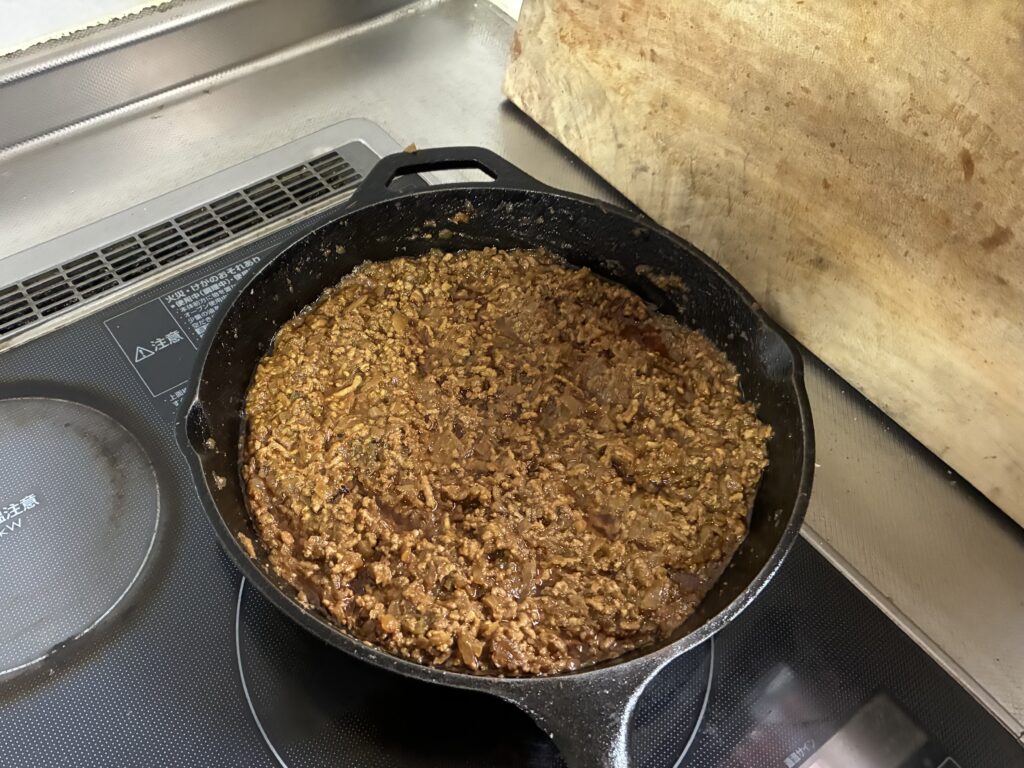 スキレットでキーマカレー